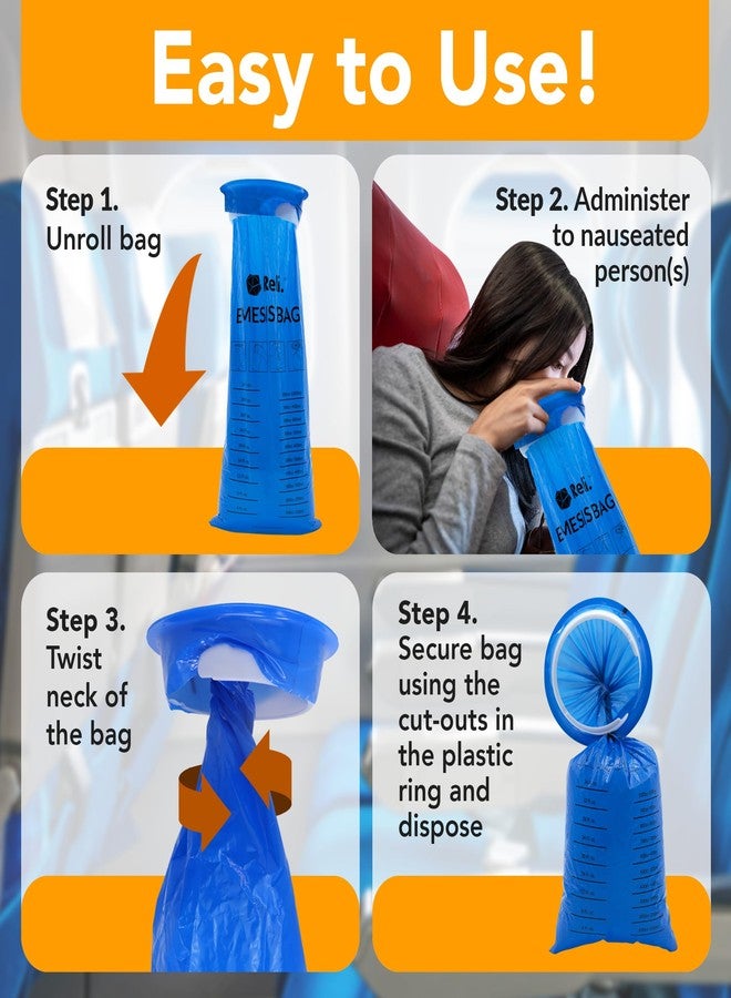 Reli. Vomit Bags Disposable (32 Pack) Disposable Barf Bags, 1000ml | Throw Up, Emesis, Nausea, Motion Sickness | Use for Car, Adults, Kids, Travel Friendly (Blue) - Image 4
